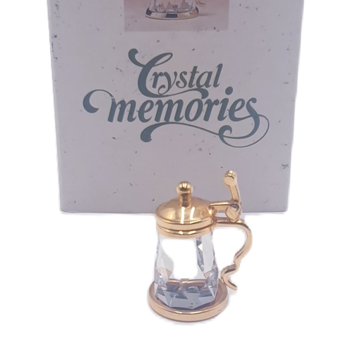 669 - SWAROVSKI CRYSTAL MEMORIES 2.5cm BEER TANKARD (Gold) (This Swarovski Crystal Moments retired beer mu... 