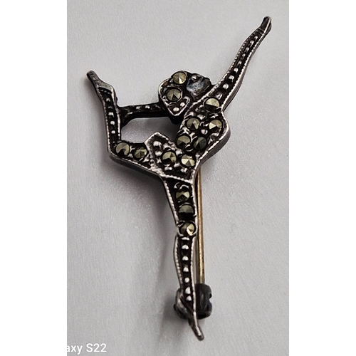 674 - ART DECO SOLID SILVER (Hallmarked For Birmingham) DANCING LADY BROOCH