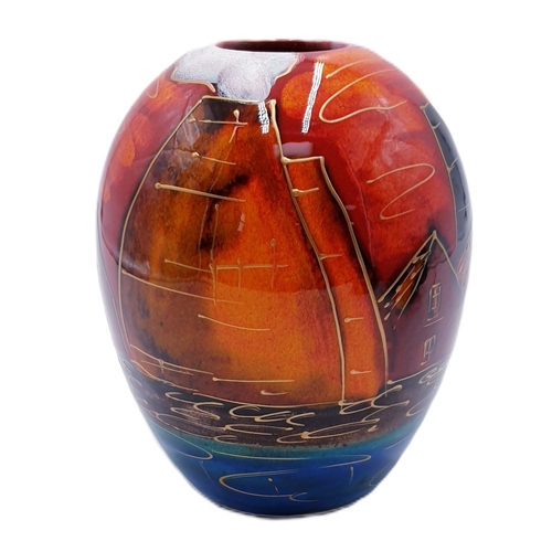 698 - ANITA HARRIS ART POTTERY 15cm DELTA VASE IN THE POTTERIES PAST DESIGN (Signed In Gold By Anita Harri... 