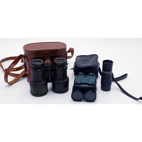 707 - BINOCULARS By LUMAIRE (Paris) PLUS ONE OTHER PAIR And A MONOCULAR