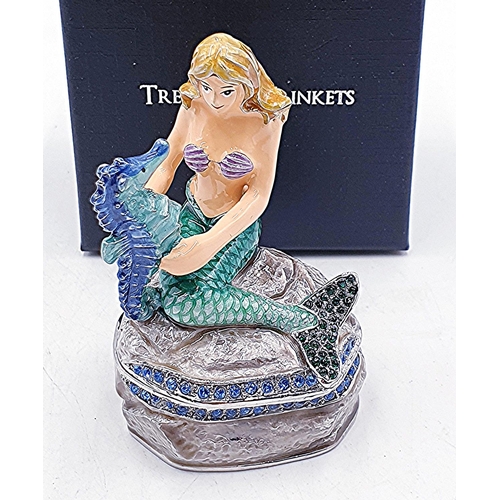 726A - JULIANA DESIGN STUDIO'S (Hand Painted) ENAMELED METAL HINGED LIDDED TRINKET BOX IN THE FORM OF A MER... 