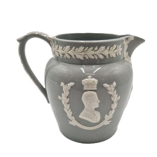 731 - WEDGWOOD 13cm QUEENSWARE EMBOSSED JUG 'CORONATION 1953'