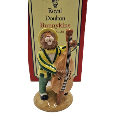 740 - ROYAL DOULTON 12.7cm BUNNYKINS CHARACTER FIGURINE 'DOUBLE BASS PLAYER BUNNYKINS' DB 185  1999 Only (... 