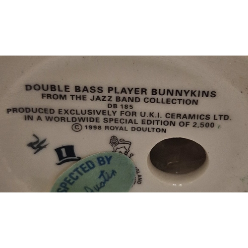 740 - ROYAL DOULTON 12.7cm BUNNYKINS CHARACTER FIGURINE 'DOUBLE BASS PLAYER BUNNYKINS' DB 185  1999 Only (... 