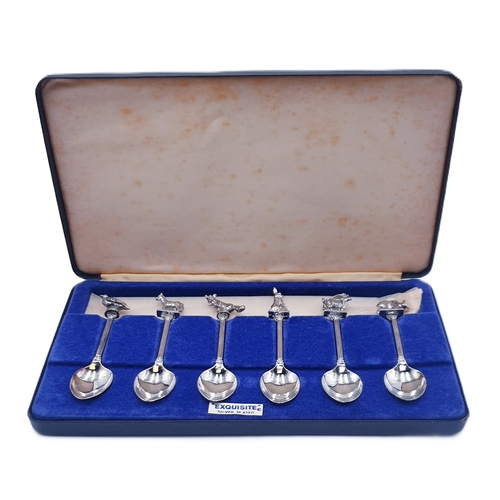 276 - SILVER PLATED (Boxed Set Of Six) SPOONS With ANIMAL FINIALS