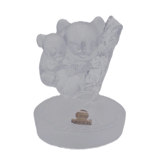 73 - ONEIDA CAPRI 14cm CRYSTAL GLASS PAPERWEIGHT FASHIONED AS A KOALA BEAR