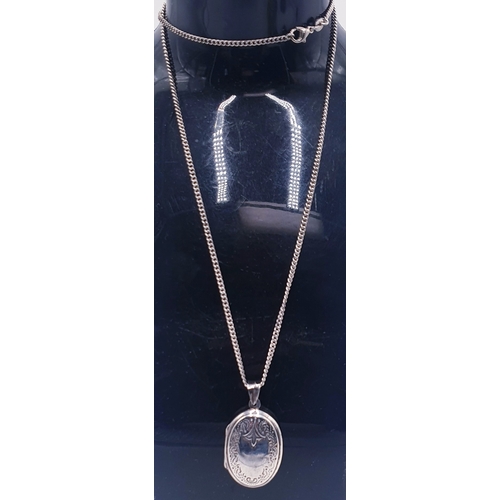 92 - SILVER (925) LOCKET ON A 50cm SILVER NECK CHAIN