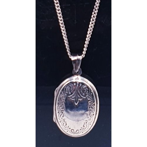 92 - SILVER (925) LOCKET ON A 50cm SILVER NECK CHAIN