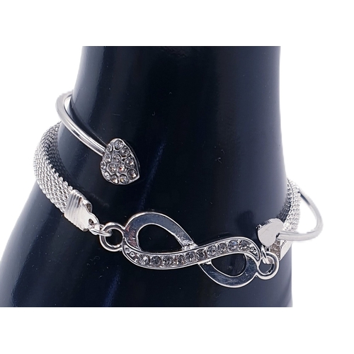 106 - WHITE METAL STONE SET BANGLE & BRACELET (Total Weight 11.9 Grams)