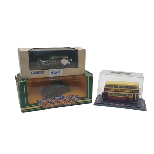 113 - CORGI CARS (2)  & BUS (Original Boxes & Case)