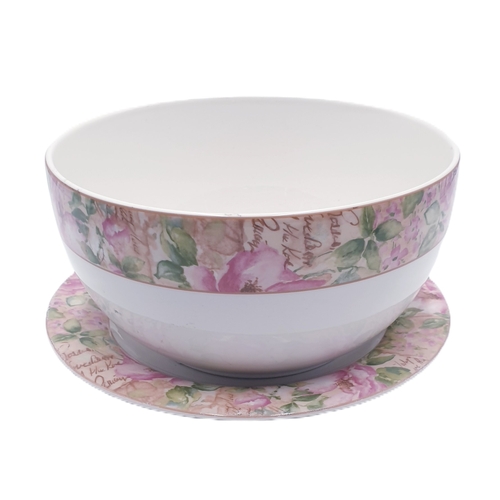 128 - ROYAL DOULTON CHINA Large 24cm Dia BOWL Plus Large 27cm Dia PLATE/TRAY IN THE POETIC ROSE DESIGN (Ma... 