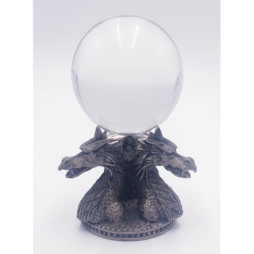 185 - TUDOR MINT DRAGON'S HEAD CRYSTAL BALL (No 38211) FROM THE MYTH & MAGIC COLLECTION Plus ONE OTHER CRY... 