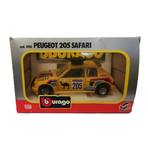 620 - BBURAGO DIE CAST 1/24 Scale MODEL OF A YELLOW PEUGEOT 205 SAFARI (Original Box)