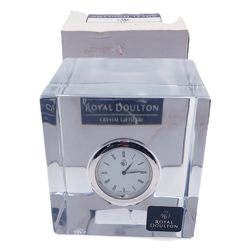 646 - ROYAL DOULTON LEAD CRYSTAL Miniature 8cm CLOCK (Original Box)