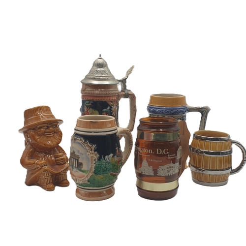 659 - STEINS & MUGS (Qty Of) Inc: GENUINE GERMAN STEINS, WADE MUG, WASHINGTON DC GLASS MUG, TORQUAY POTTER... 