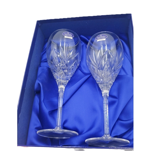 675 - ROYAL DOULTON CRYSTAL (Boxed Set Of Two) CHAMPAGNE FLUTES