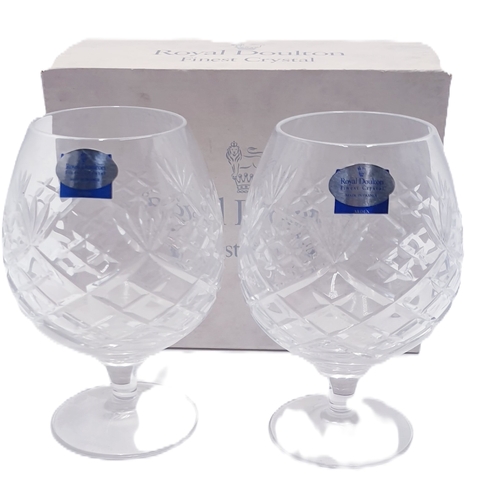 677 - ROYAL DOULTON CRYSTAL (Boxed Set Of Two) (2) BRANDY BALLOONS