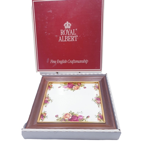 678 - ROYAL ALBERT Large ________cm x ________cm FRAMED TILE IN THE OLD COUNTRY ROSES DESIGN (Original Box... 