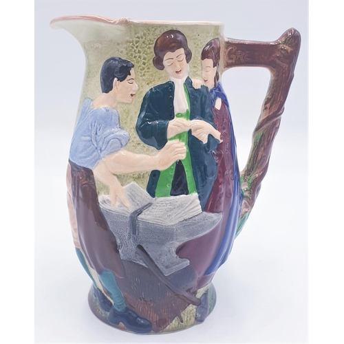 701 - BURGESS & LEIGH (Burleigh Ware) 21 cm JUG 'THE RUNAWAY MARRIAGE' A ROMANTIC COUPLE BEING MARRIED BY ... 