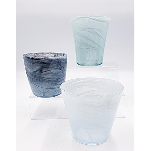 708 - GLASS SWIRL VASES (3) (Tallest Being 16cm )