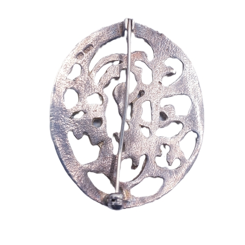 630G - SOLID SILVER ART NOUVEAU STYLE BROOCH (Hallmarked For Edinburgh 1989) By Makers Jadwiga Billiewicz (... 