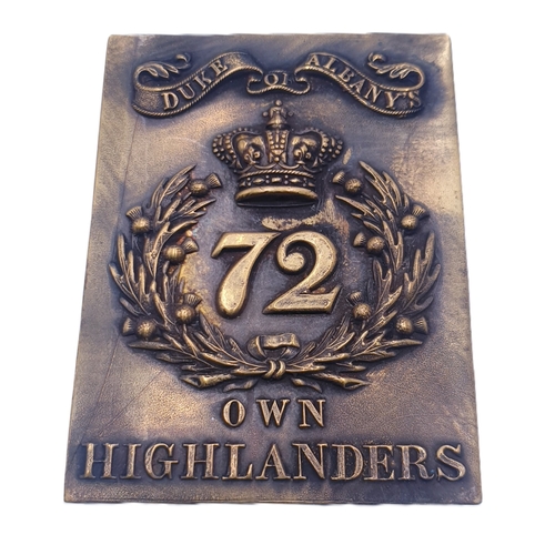 729 - DUKE Of ALBANY 72nd OWN HIGHLANDERS BRASS PLATE Or BUCKLE