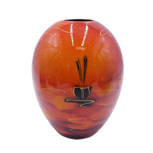 147 - ANITA HARRIS STUDIO'S 15cm DELTA VASE IN THE SAILING HOME DESIGN  (Signed In Gold By Anita Harris)