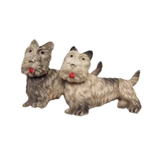 733 - CELLULOID PLASTIC BROOCH FASHIONED AS TWO SCOTTIE DOGS (Both With Swivel/Movable Heads) c1950s