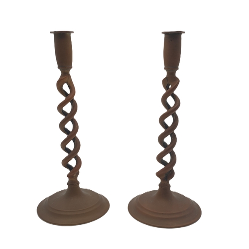 70 - METAL BARLEY TWIST CANDLE STICKS