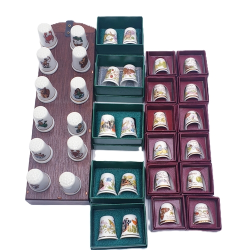 75 - CHINA THIMBLES (34) To Include HAMMERSLEY CHINA SET OF 10 BUTTERFLY THIMBLES,FULL SET OF THE MONTHS ... 