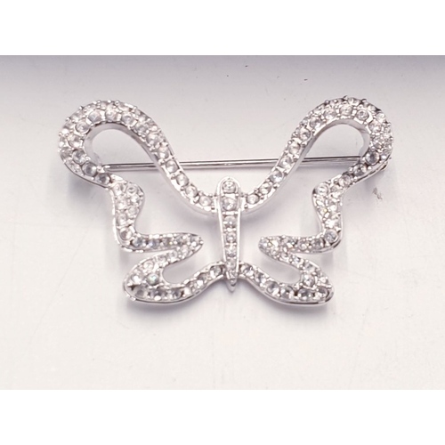 77 - WHITE METAL / SWAROVSKI CRYSTAL /GEM SET BROOCH FASHIONED AS A BUTTERFLY (Original Box)