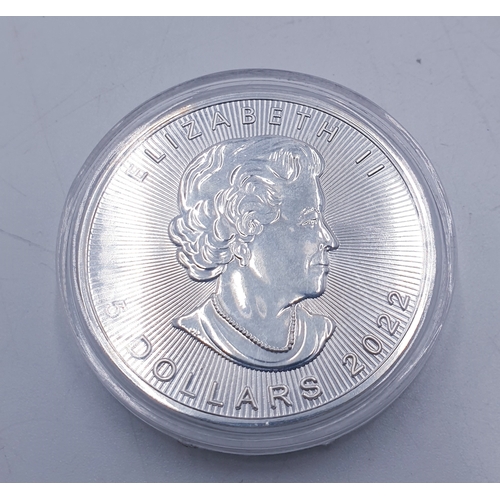 177 - FINE SILVER (9999) CANADIAN FIVE DOLLAR COIN 2022 (HRM Queen Elizabeth II)  (Cased)