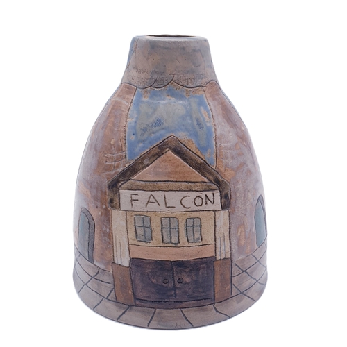 233 - BURSLEM STONEWARE 14.5cm BOTTLE OVEN SHAPED   VASE