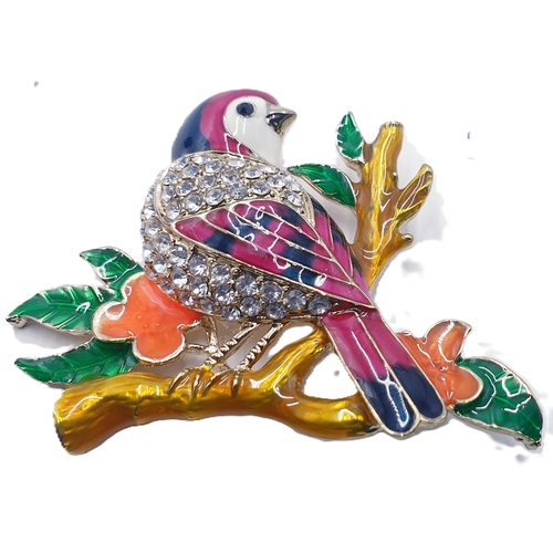 243 - ENAMEL Large 7cm BROOCH FASHIONED AS A BIRD