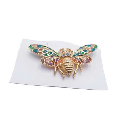 244 - ENAMEL 6.5cm BROOCH FASHIONED AS A BEE