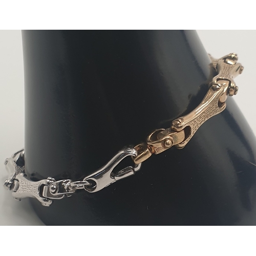 285 - GOLD TRI COLOURED On STERLING SILVER (Fully Hallmarked For Birmingham ) GENTS 22cm BRACELET (Total W... 