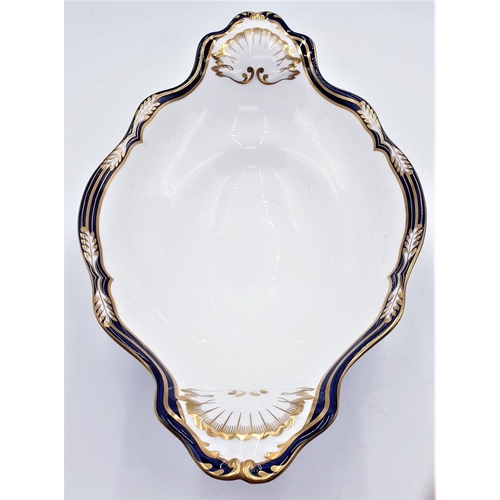 419 - SPODE CHINA 36cm x 23cm FOOTED FRUIT BOWL IN THE CHANCELLOR BLUE COBALT DESIGN  (A/F)