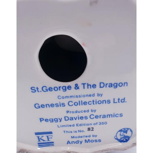 476 - PEGGY DAVIES STUDIO'S 21cm x 15cm MODEL OF ST GEORGE AND THE DRAGON