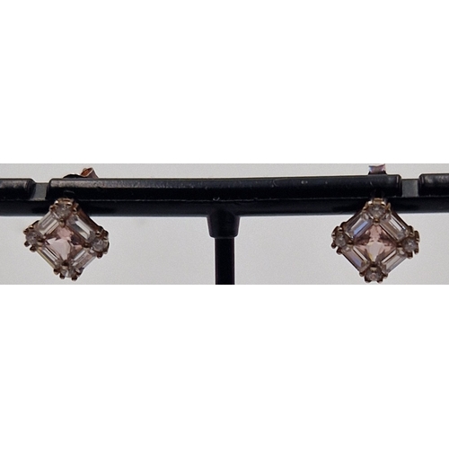 554 - SILVER (925) / CUBIC ZICONIA STONE SET EARRINGS