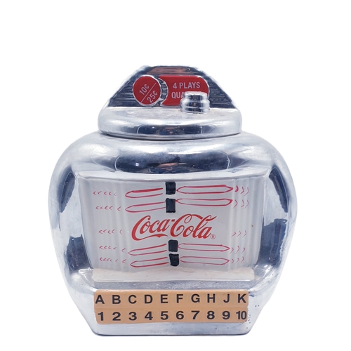 585 - RETRO COCA COLA JUKE BOX BISCUIT BARREL (Damage To Lid)