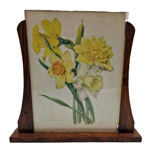 587 - WOODEN Extra Large 30cm x 21.5cm PHOTO FRAME c1930s Plus FLORAL PICTURES (2)