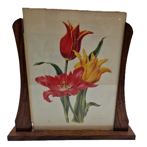 587 - WOODEN Extra Large 30cm x 21.5cm PHOTO FRAME c1930s Plus FLORAL PICTURES (2)