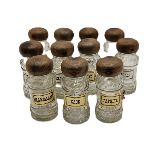 588 - GLASS / WOODEN TOPPED SPICE JARS (Set Of)