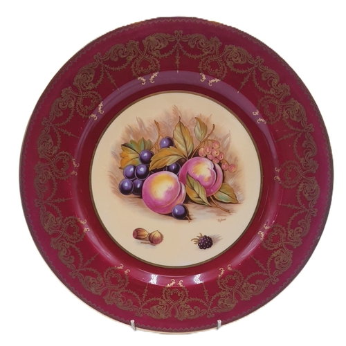 599 - AYNSLEY CHINA 26.5cm Dia CABINET PLATE IN THE ORCHARD GOLD DESIGN Signed By D.Jones (Marked 2nds)