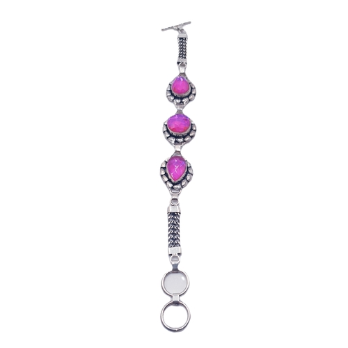 639 - SILVER (925) / PINK STONE BRACELET