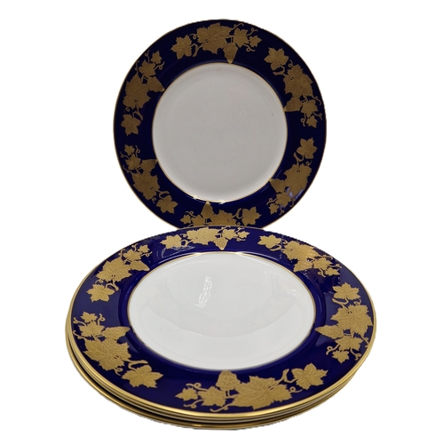 702 - CAVERSWALL CHINA Large 27cm Dia GOLD LEAF DINNER PLATES  (4)