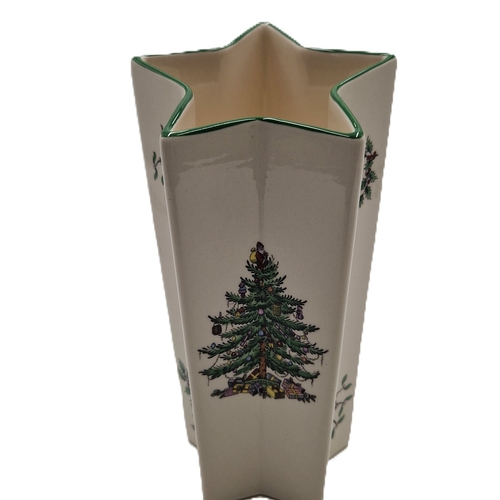 719 - SPODE CHINA 17cm VASE IN THE CHRISTMAS TREE DESIGN