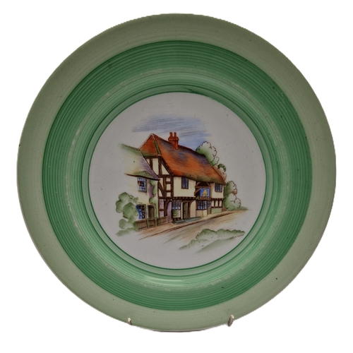 733 - SHELLEY CHINA 22cm Dia (Hand Painted) PLATE 'OLD ENGLAND' Signed Slater