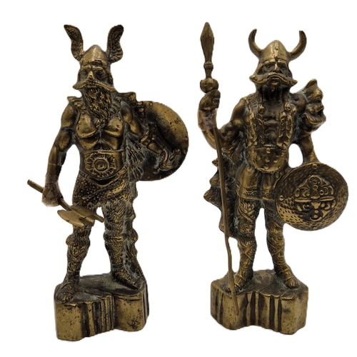 753 - BRASS Large 25cm FIGURINES OF VIKINGS (2)