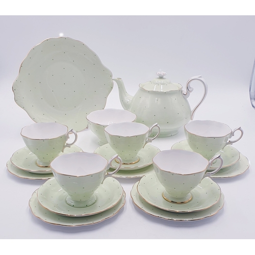 766 - ROYAL ALBERT TEASET Inc TEAPOT, BREAD & BUTTER PLATE, SUGER & TRIOS (5)